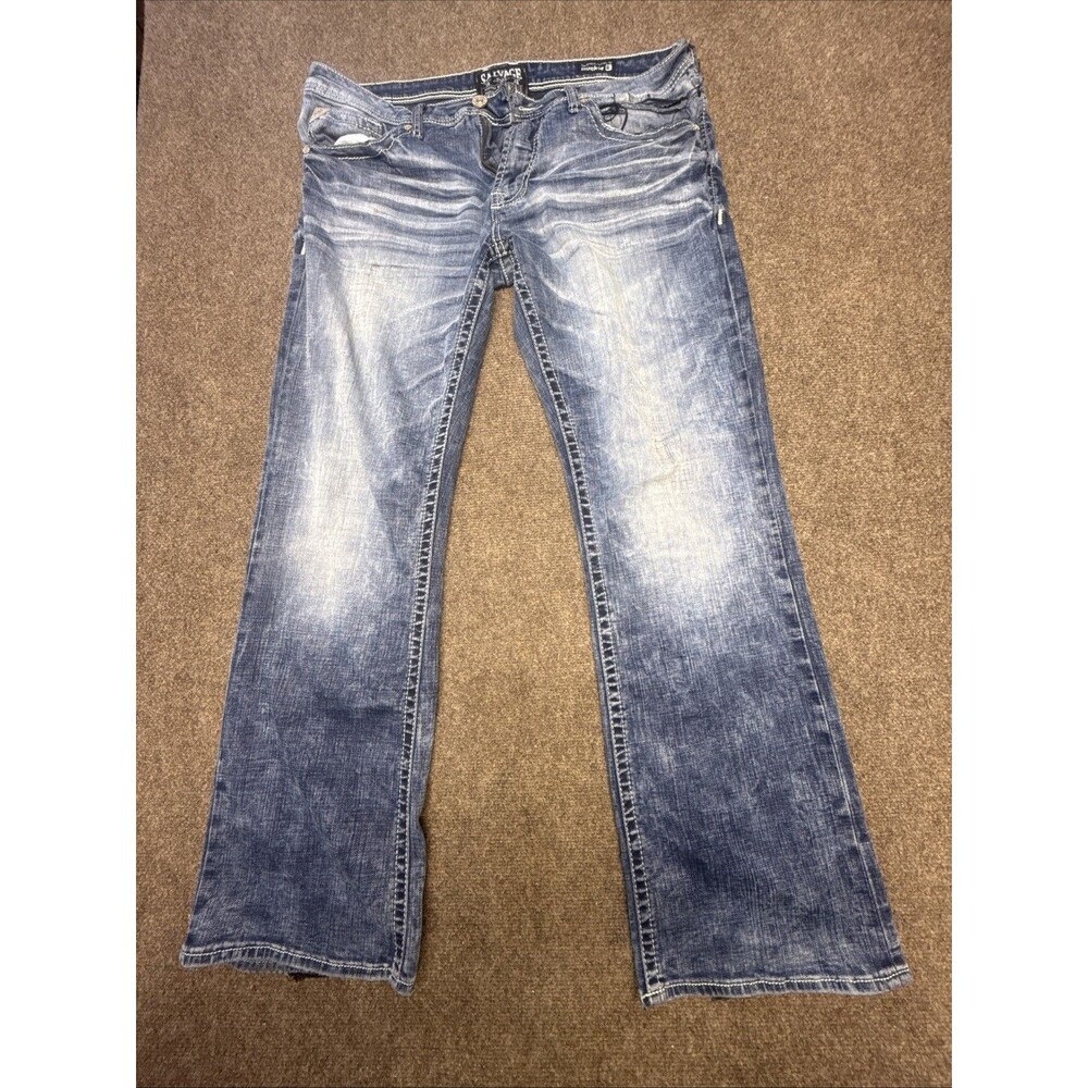 Salvage Mayhem Bootcut Jeans Men’s 36x30 Buckle Regular Fit Mid Rise Blue Denim